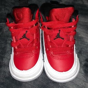 Kids red Jordan shoes